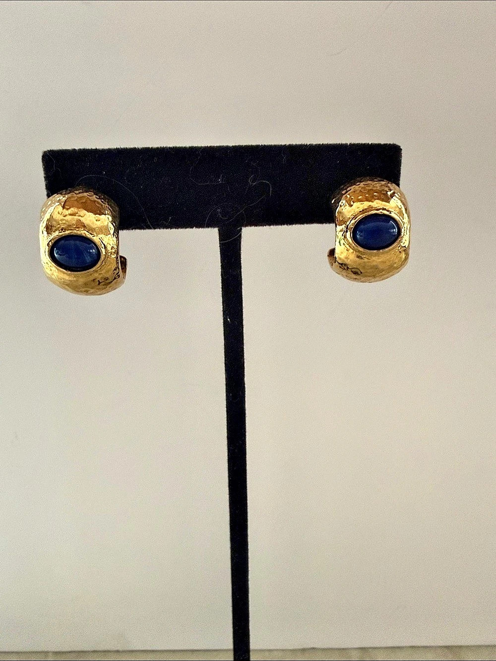 Monet Gold & Blue Clip-Style Earrings